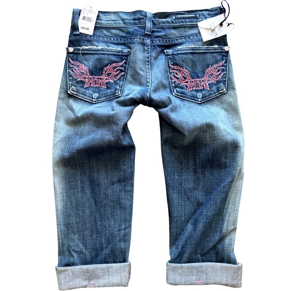 Vintage Y2K Rock & Republic Capris Jeans Swarovski Chrissy Chroma Pink NWT 24/25